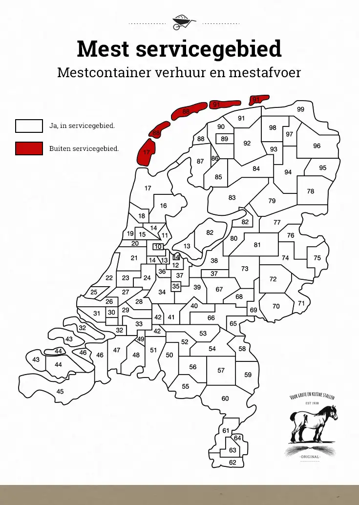 Servicegebied Mest - Postcodes 2025